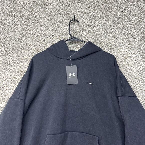 Under Armour Icon Heavyweight Fleece Wash Oversized Hoodie Mens Medium Black New - Picture 3 of 14